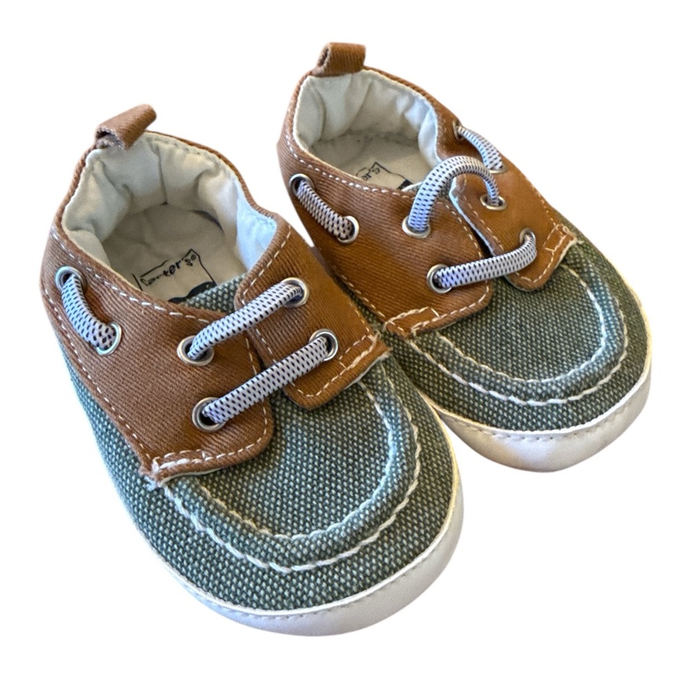 Carter's Brown and Green Baby Boat Shoes